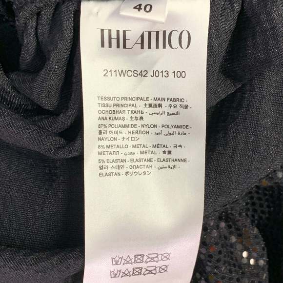 THE ATTICO Black Nylon Blend Sequined One Shoulder Dress Top - Picture 5 of 6